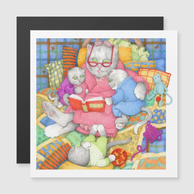 BEDTIME STORY Magnetic Card - Vitt (Fram/baksida)