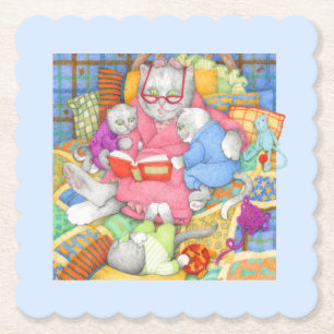 BEDTIME STORY Scalloped Square Underlägg - Blue Papper