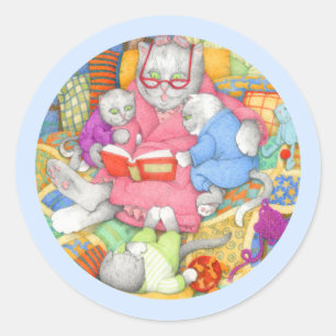 BEDTIME STORY Small Round Stickers - Blue Runt Klistermärke
