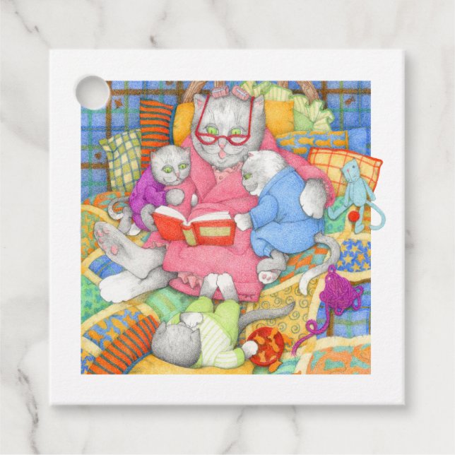 BEDTIME STORY Square Gift-Märkre - Vit Gåvor Etiketter (Framsida)