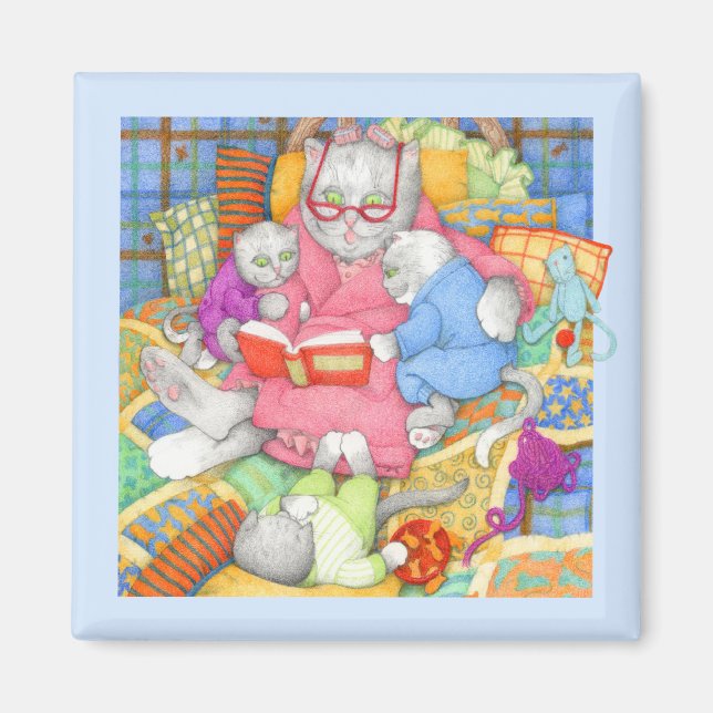 BEDTIME STORY Square Magnet - Blue (Framsidan)