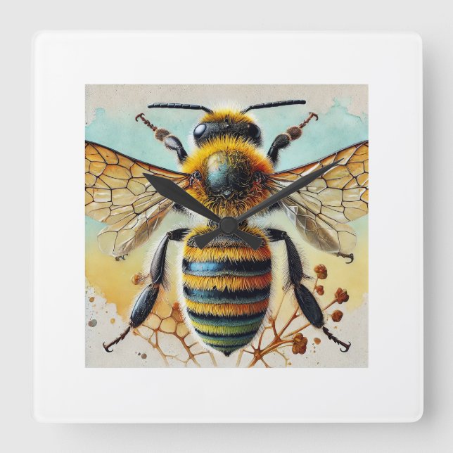 Bee 280924IREF212 - Watercolor Fyrkantig Klocka (Framsida)