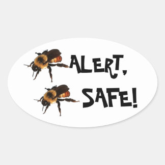 Bee Alert, Bee Säker! Honungsbin Ovalt Klistermärke