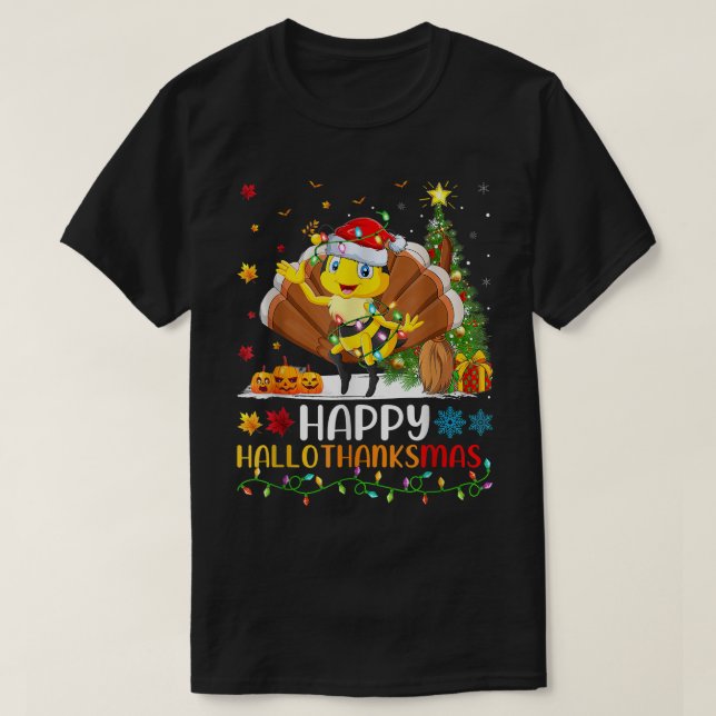 Bee Älskare Funny Lycklig Bee HelloTackMas T-Shirt (Design framsida)