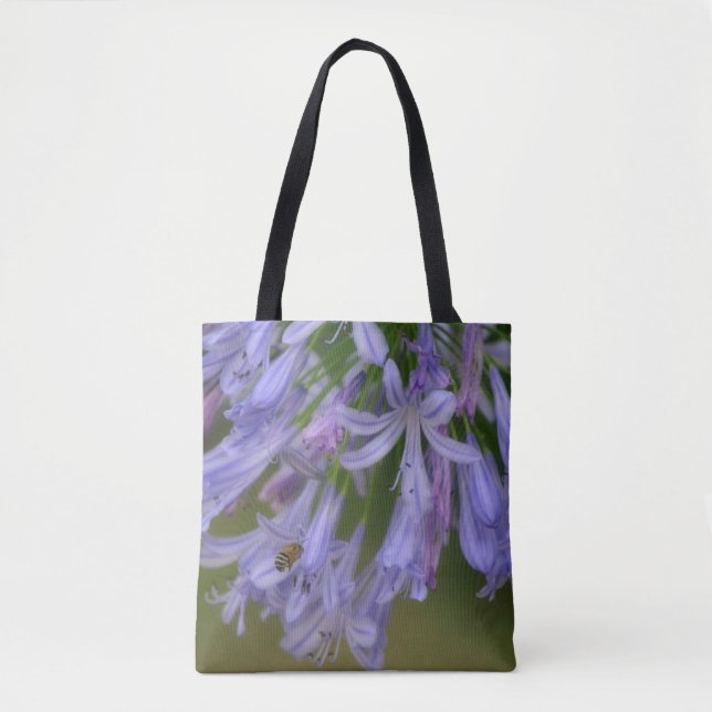 Bee and Lila blommor Natature Tote Bag Tygkasse (Framsida)
