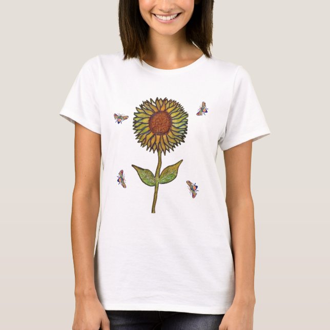 Bee And Sunflower Womens T-Shirt (Framsida)