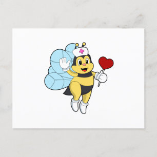 Bee as Nurse with Heart.PNG Vykort