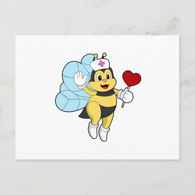 Bee as Nurse with Heart.PNG Vykort (Framsida)