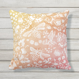Bee Autumn Guld Red Rustic Cottage Farmhouse Kudde
