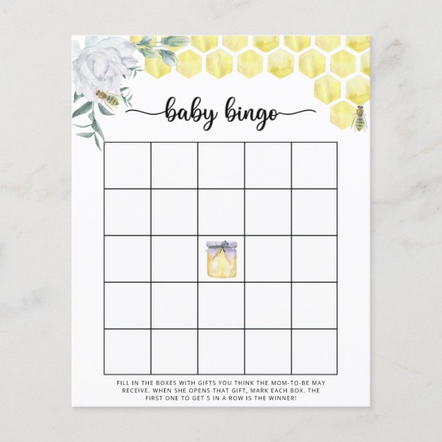 Bee Baby dusch bingo-spel (Framsida)