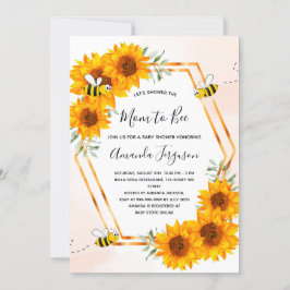 Bee Baby dusch-solblommor vit ros guld Inbjudningar
