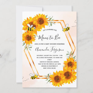 Bee Baby dusch-solblommor vit ros guld Inbjudningar