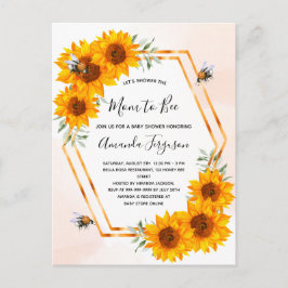 Bee Baby dusch-solblommor vit ros guld Vykort