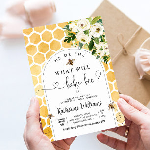 Bee Baby Honey Bee Könsbestämning Inbjudningar