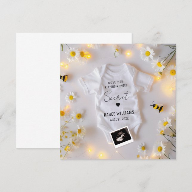 Bee Baby-meddelande Social Media Inbjudningar (Fram/baksida)