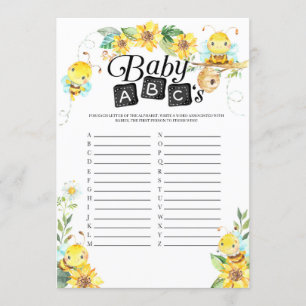 Bee Baby Shower Baby ABC's Game Inbjudningar