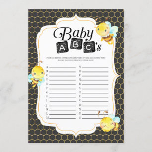 Bee Baby Shower Baby ABC's Game Inbjudningar