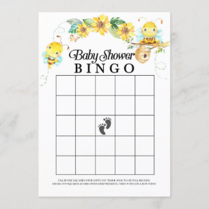 Bee Baby Shower Bingo Game Inbjudningar