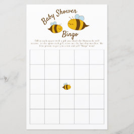 Bee Baby Shower Bingo Party Game Cute