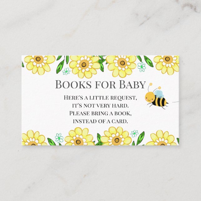 Bee Baby Shower Bokar for Baby Request Business Ca Visitkort (Framsida)