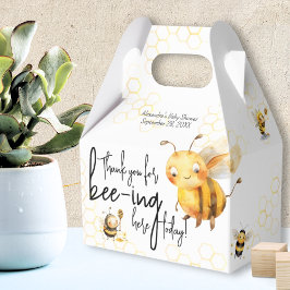 Bee Baby Shower Boy eller Girl Typography Tack Presentaskar