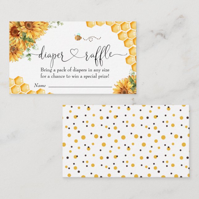 Bee Baby Shower Diaper Raffle Tilläggskort (Fram/baksida)