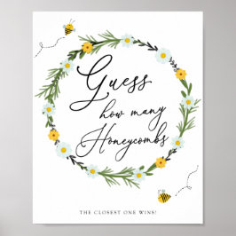 Bee Baby Shower Game gissar hur många honeycombi Poster