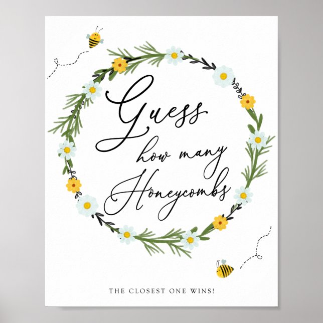 Bee Baby Shower Game gissar hur många honeycombi Poster (Framsidan)