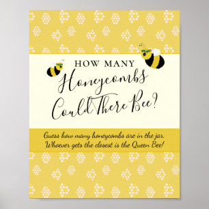 Bee Baby Shower Game gissar hur många honeycombi Poster
