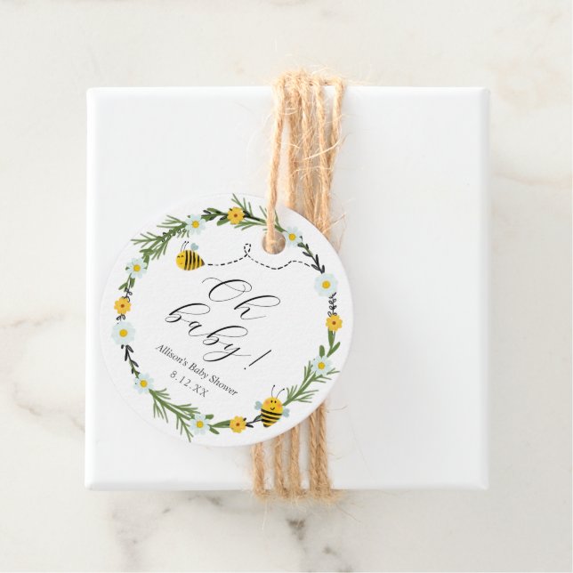 Bee Baby Shower Gåvor Etiketter (På plats)