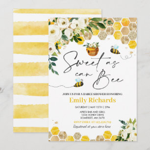 Bee Baby Shower Gender Neutral Sweet as Bee Bee Ba Inbjudningar