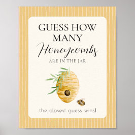 Bee Baby Shower Guess How Many Game Table Sign Poster