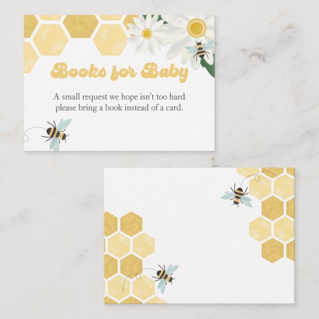 Bee Baby Shower honeycomb daisy bokar för baby Tilläggskort (Fram/baksida)