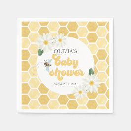 Bee Baby Shower honeycomb och daisy Pappersservett