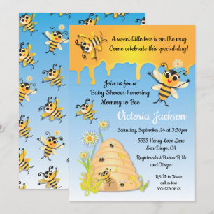 Bee Baby Shower-inbjudan med bikupor Inbjudningar