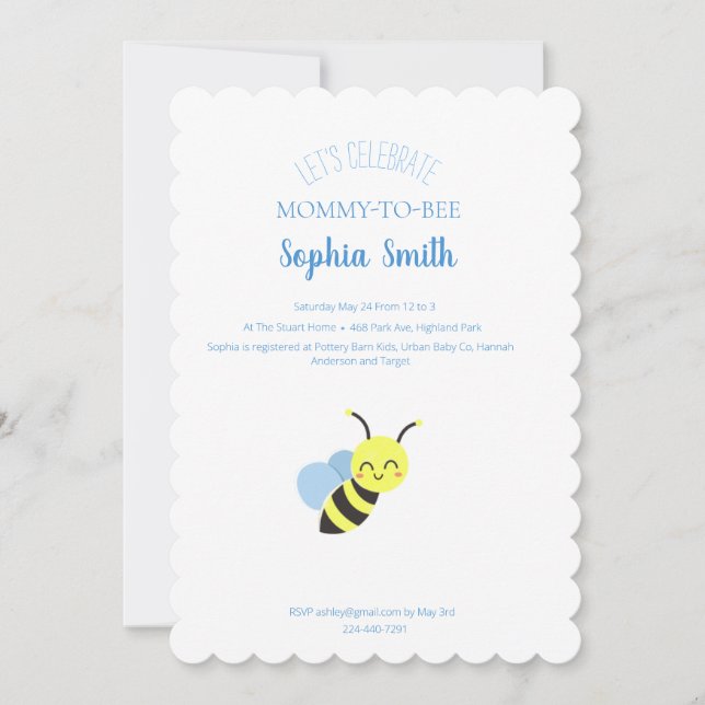 Bee Baby Shower Inbjudningar (Framsida)