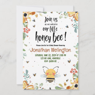 Bee Baby Shower Inbjudningar