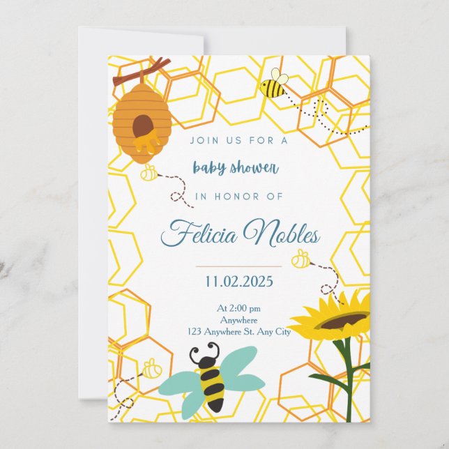 Bee Baby Shower Inbjudningar (Framsida)