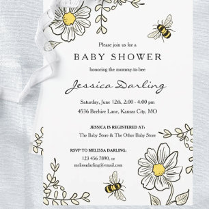 Bee Baby Shower-inbjudningar för Humla Shower Inbjudningar