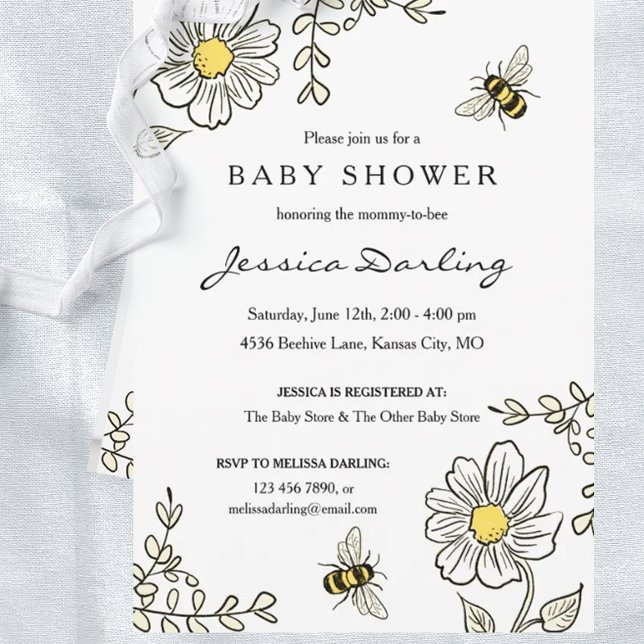 Bee Baby Shower-inbjudningar för Humla Shower Inbjudningar (Skapare uppladdad)