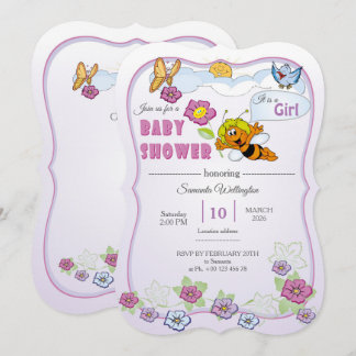 Bee Baby Shower Invitation for Girl Inbjudningar