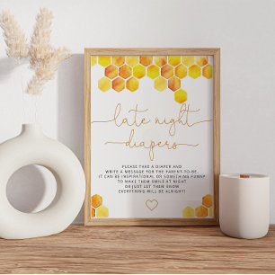 Bee Baby Shower Late Late Diaper Game. Poster