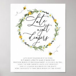 Bee Baby Shower Late Late Diaper Game. Poster