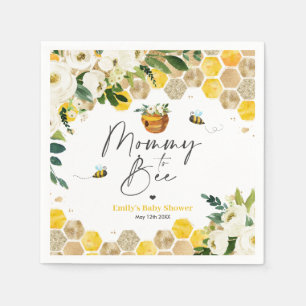 Bee Baby Shower-Mamma att vara könsneutral dekora Pappersservett