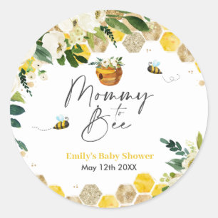 Bee Baby Shower-Mamma att vara könsneutral Runt Klistermärke