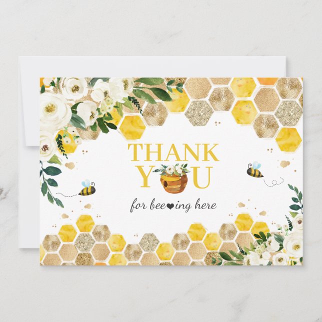 Bee Baby Shower-Mamma att vara könsneutral Tack Kort (Framsida)