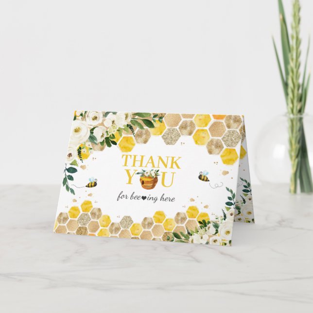 Bee Baby Shower-Mamma att vara könsneutral Tack Kort (Framsida)
