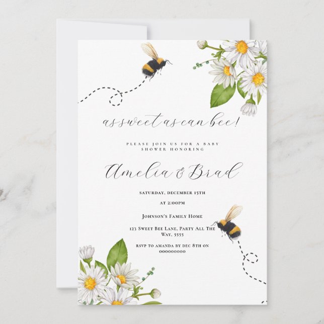 Bee Baby Shower-Mamma till bin så sötad som möjlig Inbjudningar (Framsida)