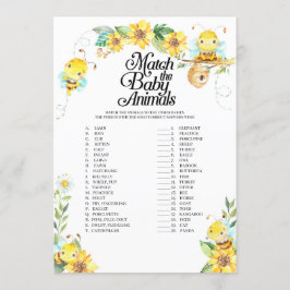 Bee Baby Shower matchar spelet Baby djur Inbjudningar