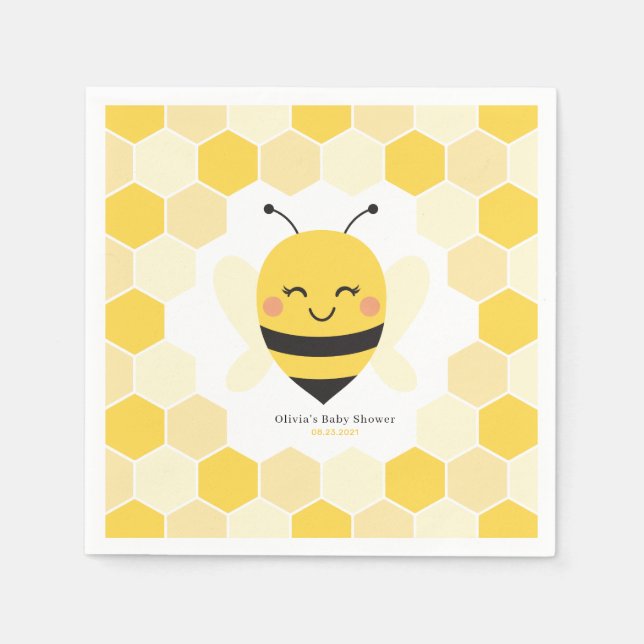 Bee Baby Shower Napkins with Honeycomb Design Pappersservett (Framsidan)